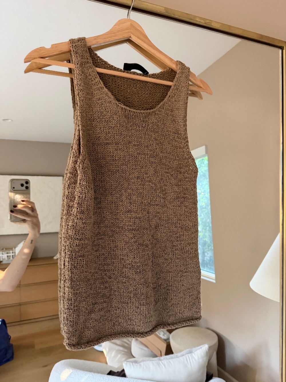 Zara Brown Open Knit Sleeveless Tank Top Size S